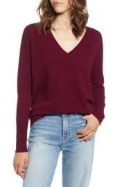 Halogen   Relaxed V-Neck Cashmere Sweater  Regular  amp  Petite at Nordstrom